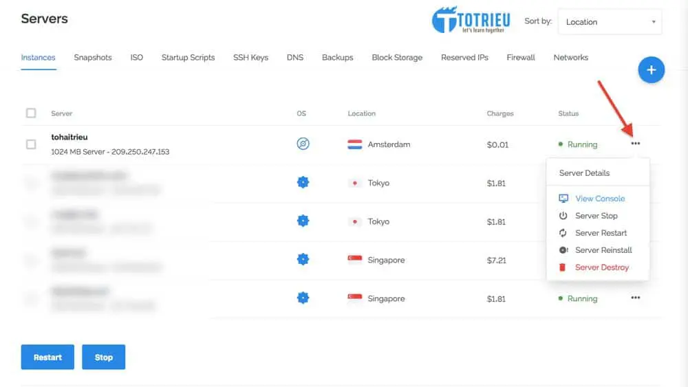 Chọn View Console để tiếp tục cài đặt VPS Windows