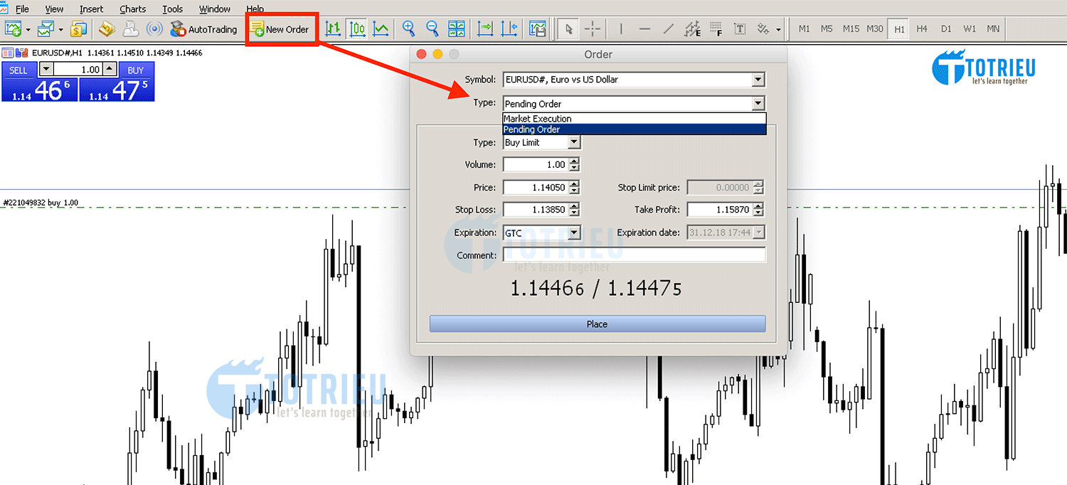 Đặt lệnh giao dịch Forex: Buy Limit và Sell Limit