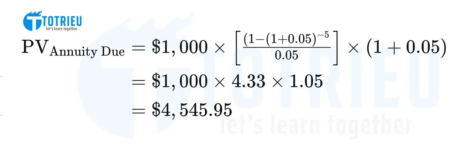 Ví dụ tính giá trị hiện tại của Annuity Due