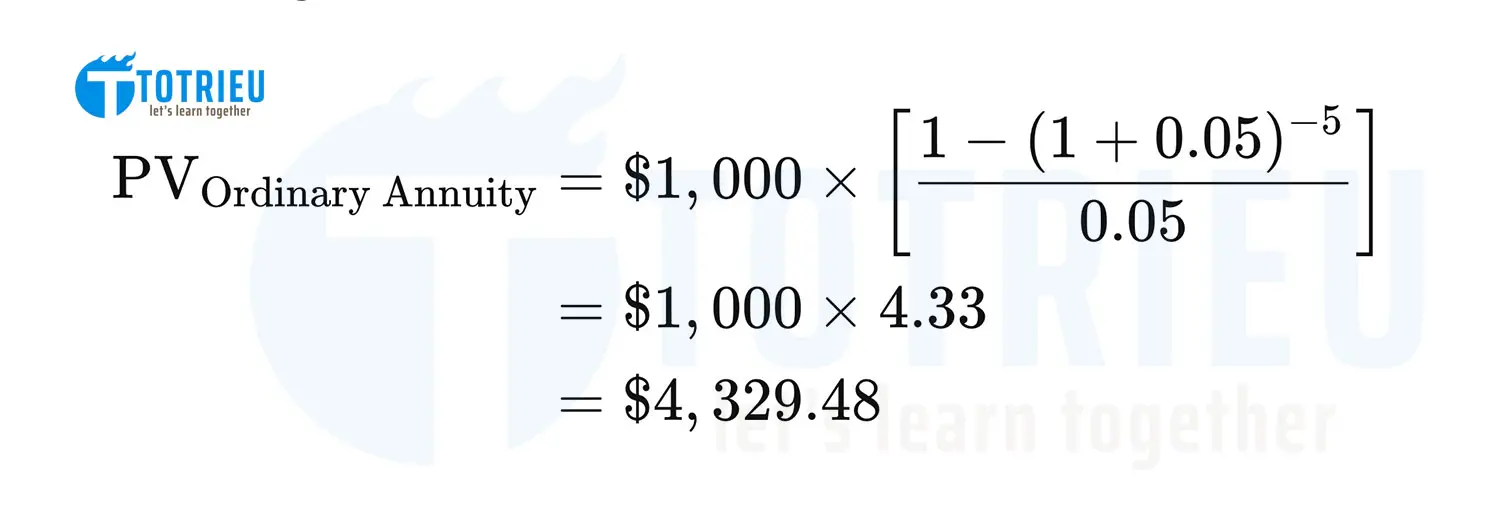 Ví dụ tính giá trị hiện tại của Ordinary Annuity