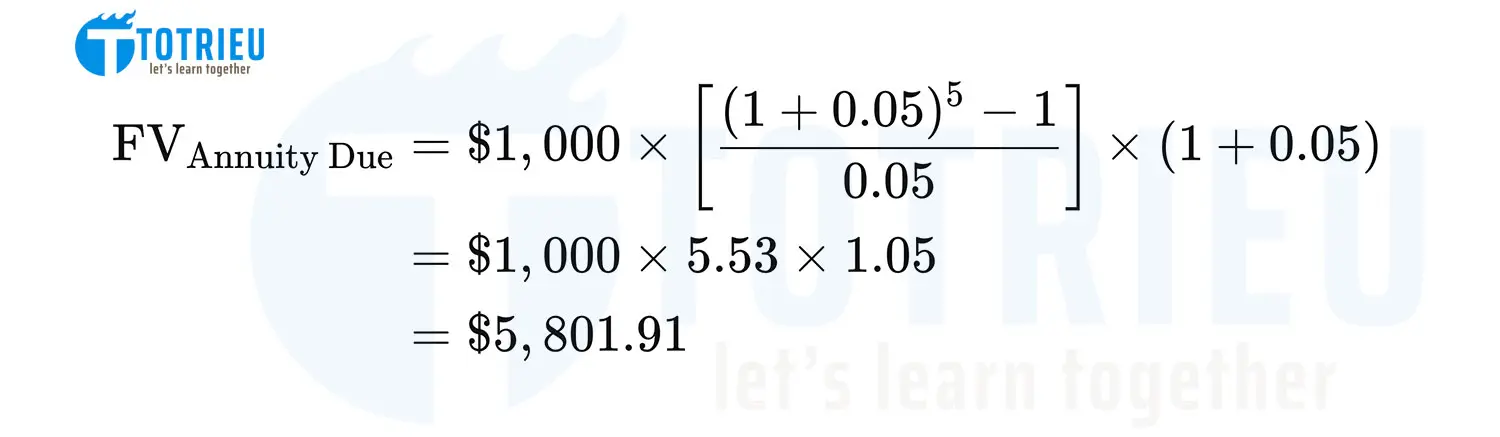 Ví dụ tính giá trị tương lai Annuity Due