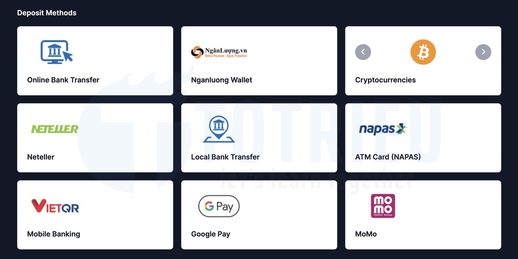 Các hình thức nạp tiền tại XM Brokers