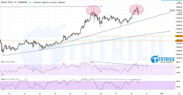 BTCUSD ngày 30-12-2020: Double Tops?