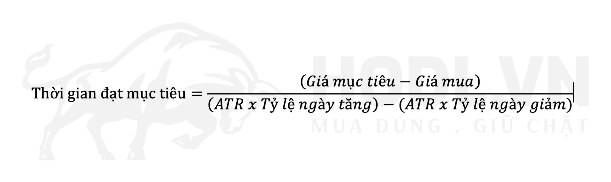 Công thức tính thời gian tương đối đạt mục tiêu theo ATR