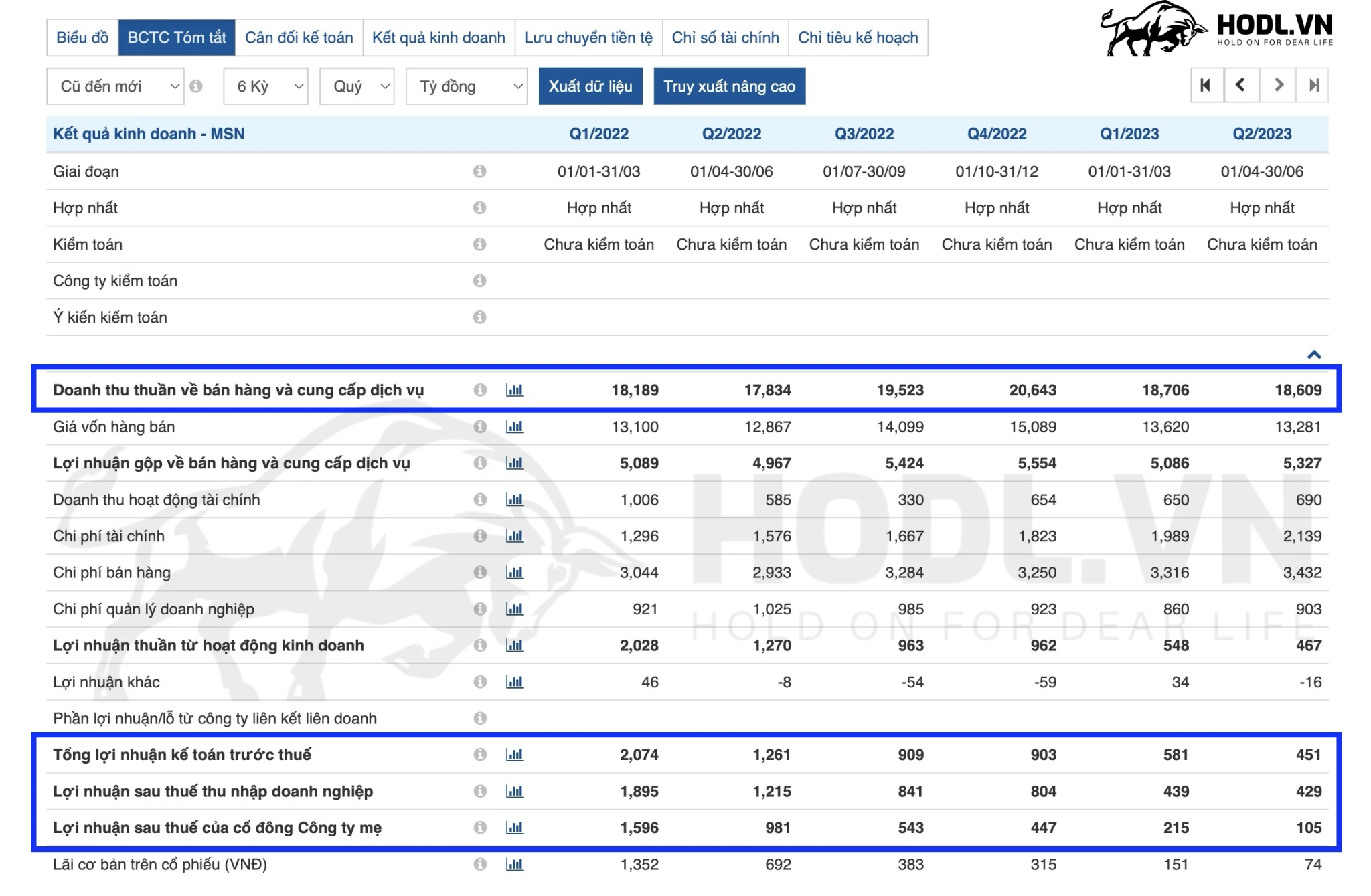 Kết quả kinh doanh CTCP Tập đoàn Masan (MSN)