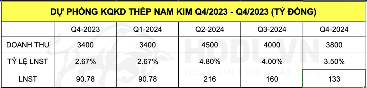 Dự phóng KQKD CTCP Thép Nam Kim (HOSE:NKG)