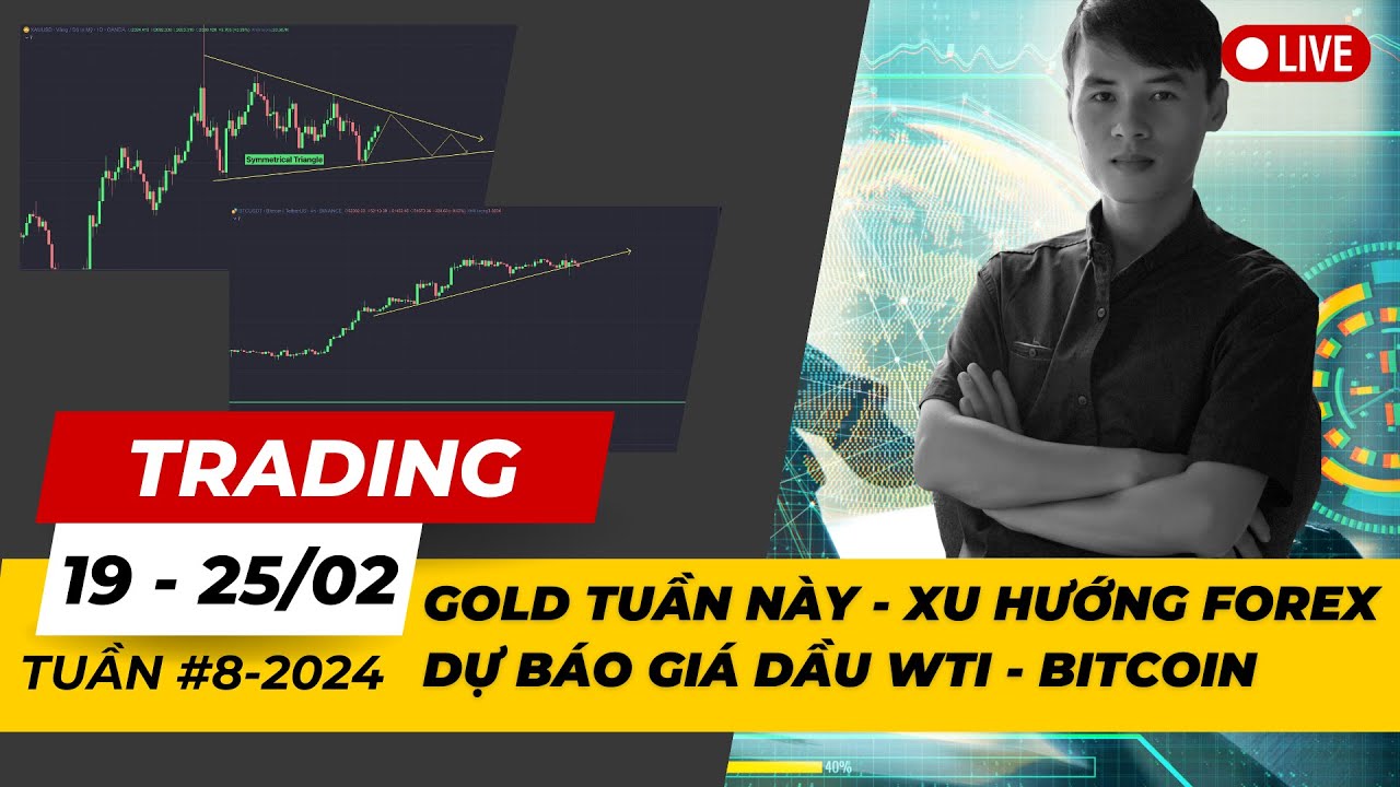 Gold tuần này - Xu hướng Forex - Dự báo Giá dầu WTI - Phân tích Bitcoin tuần 08-2024 (19 - 25/02)