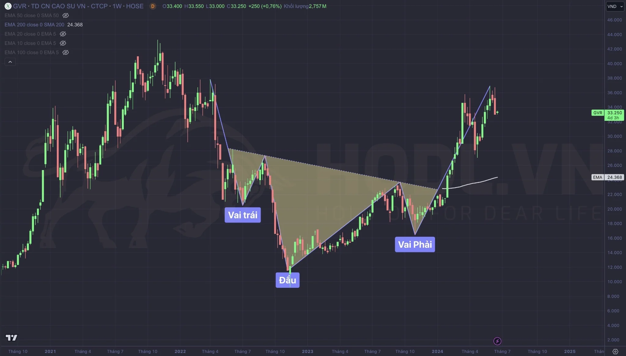 Vai - Đầu - Vai ngược trên Cổ phiếu GVR