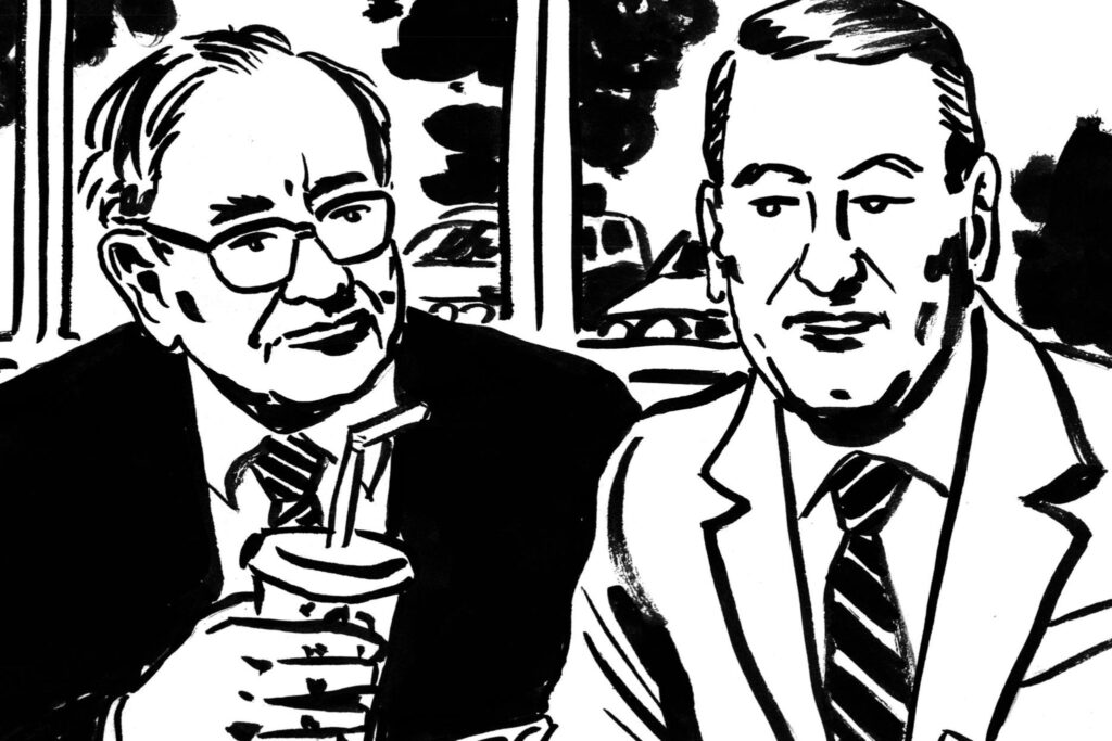 CEO Gillette - Colman Mockler (phải) dùng bữa tối với Warren Buffett